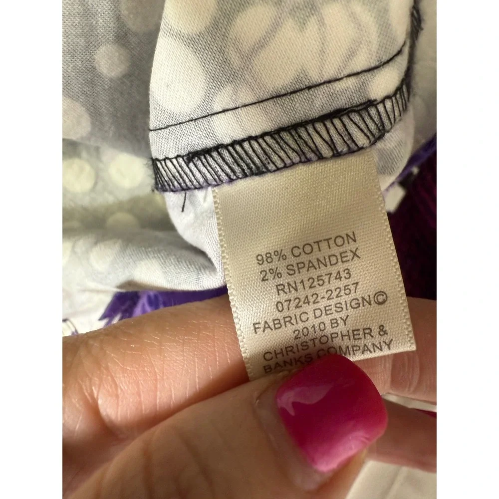 Christopher & Banks Skirt Size 6 Floral‎ Polka Dot Purple Flower Stretch Skirt